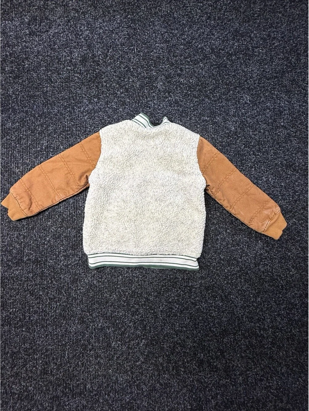 Genuine Kids OshKosh Toddler Sherpa Bomber Jacket Size 4T Brown Cream